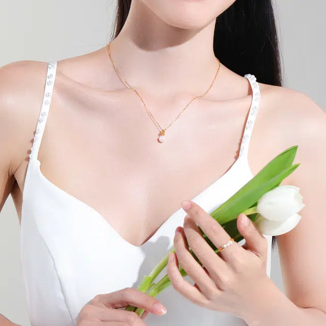 老庙 古法金 陷落温柔 轻奢小众可调节 足金珍珠锆石 按克计价 黄金戒指 女款