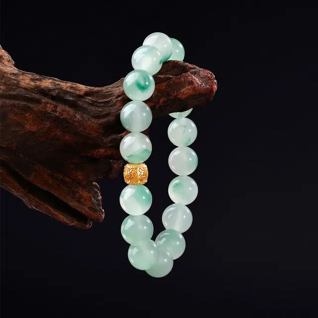 老庙 吉祥如意新中式国风设计精致轻奢典雅气质简约百搭好运 非洲翠 手串 男女同款情侣款