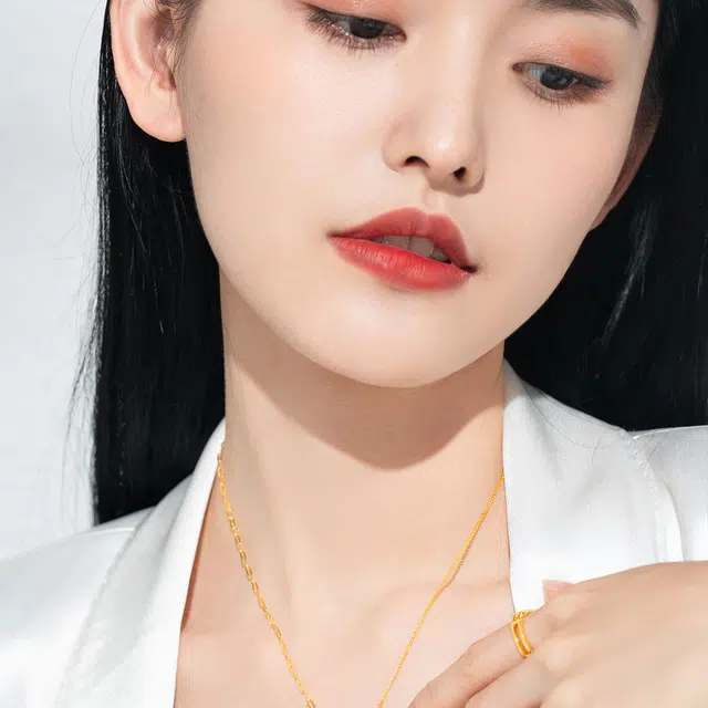 老庙 个性素圈几何 轻奢小众高级感 足金 一口价 黄金戒指 女款