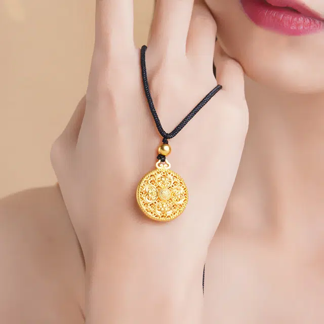老庙 古韵金系列吉祥福运五福 足金 按克计价 黄金吊坠 男女同款情侣款