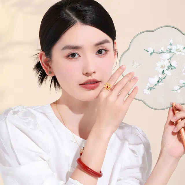 老庙 古法黄金 花丝花朵 轻奢小众可调节 足金 按克计价 黄金戒指 女款