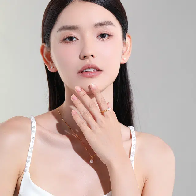 老庙 古法金 陷落温柔 轻奢小众可调节 足金珍珠锆石 按克计价 黄金戒指 女款