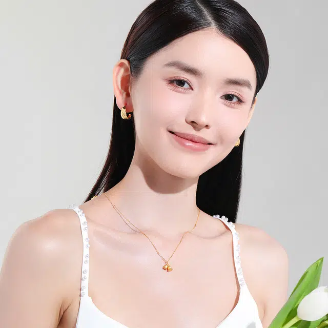老庙 硬金新中式系列小众民族风挂坠小巧铃兰花 高级感 足金 按克计价 吊坠 女款