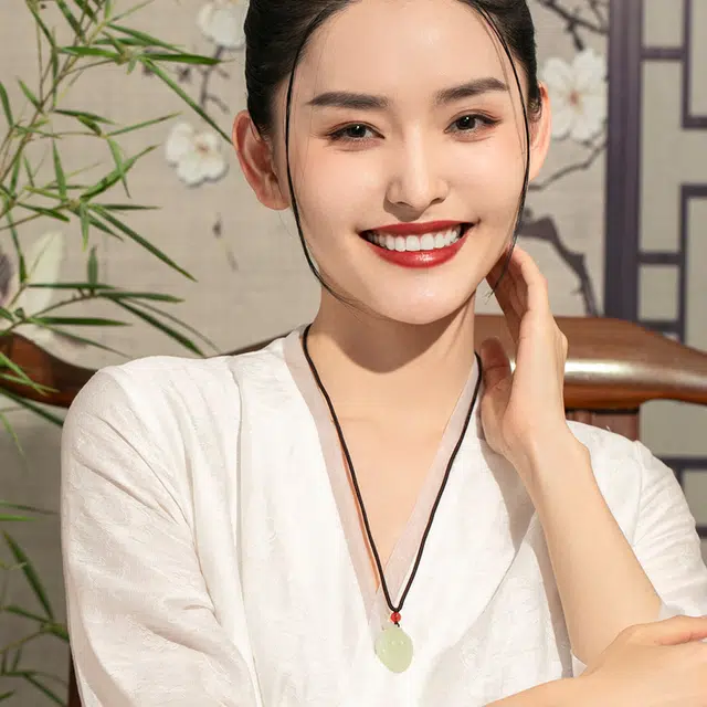 老庙 精致年年有余鱼挂件新中式国潮 和田玉 和田玉项链 女款 翠青玉
