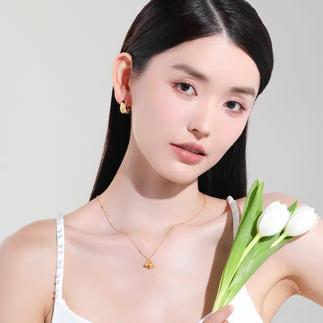 老庙 硬金新中式系列小众民族风挂坠小巧铃兰花 高级感 足金 按克计价 吊坠 女款