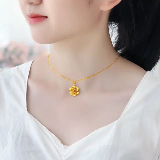 老庙 花漫系列浪漫花朵 足金 按克计价 黄金吊坠 男女同款情侣款