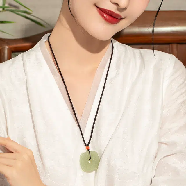 老庙 精致平安如意新中式国潮 和田玉 和田玉项链 女款 青玉
