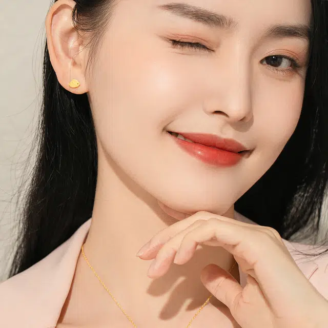 老庙 可爱小众设计小兔 黄金 按克计价 耳环 女款