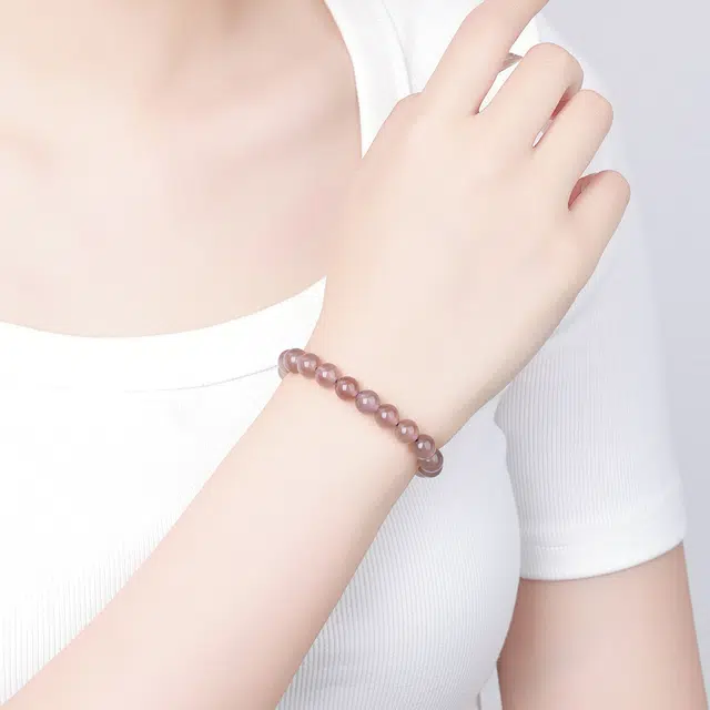 老庙 时尚烟灰色串珠手链 新中式复古风格典雅气质简约百搭#好运 玛瑙 手串 女款