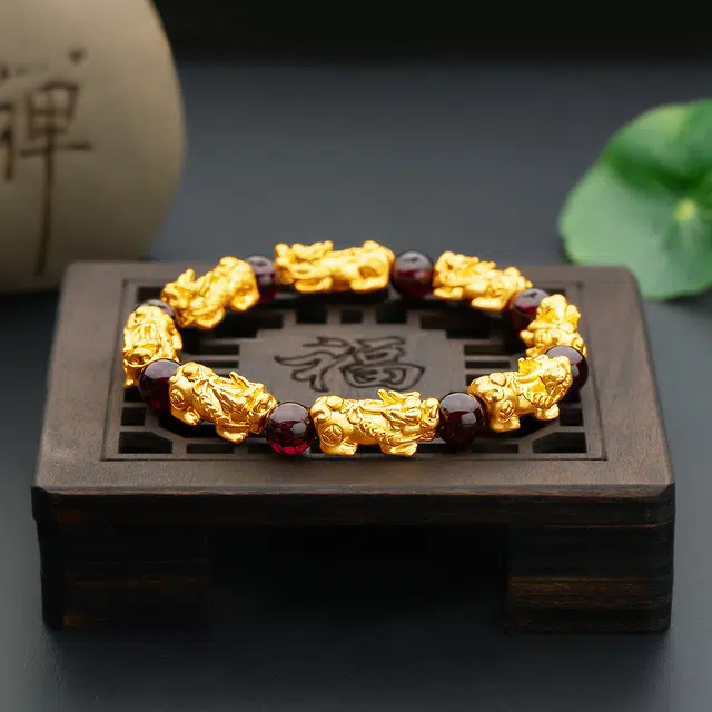 老庙 新中式中国风 招财貔貅串珠 足金 一口价 黄金手串 女款