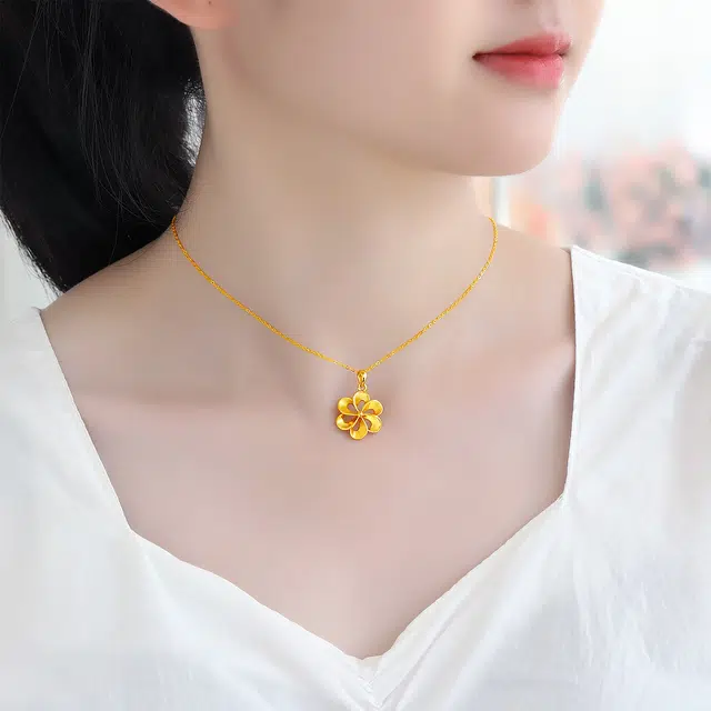 老庙 花漫系列浪漫花朵 足金 按克计价 黄金吊坠 男女同款情侣款