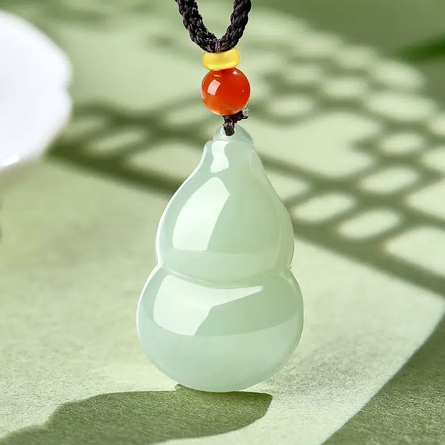 老庙 单面雕刻精致葫芦温润细腻有福玉坠挂件传统吉祥如意 和田玉 和田玉吊坠 女款 青玉