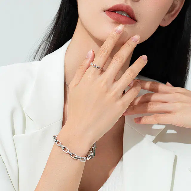 老庙 时尚简约大气气质百搭小众 铂金 手链 女款