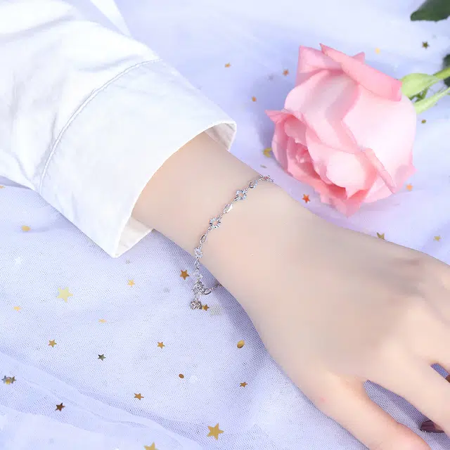 老庙 精致复古个性小众设计高级感车花日常通勤 铂金 手链 女款