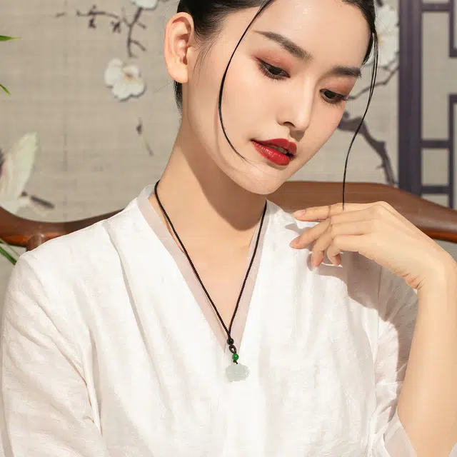 老庙 和田玉吊坠一生爱你玫瑰花 项链 女款