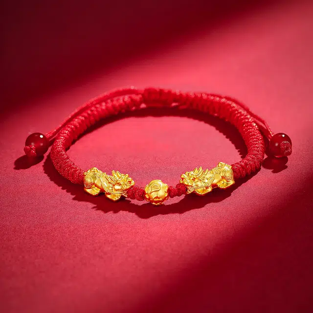老庙 吉祥六字真言福禄双貔貅硬金 足金 按克计价 黄金手链 女款