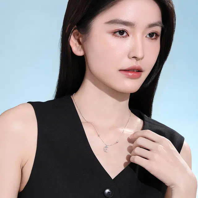 老庙 日常简约星星月亮转运珠 铂金 项链 女款