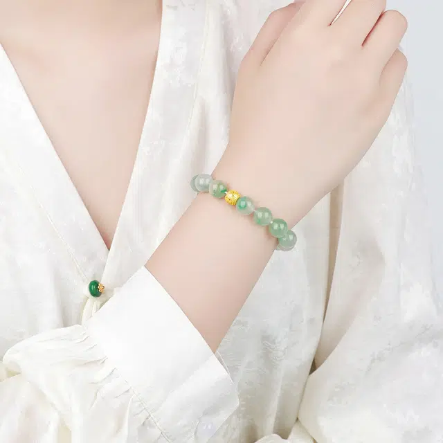 老庙 吉祥如意新中式国风设计精致轻奢典雅气质简约百搭好运 非洲翠 手串 男女同款情侣款