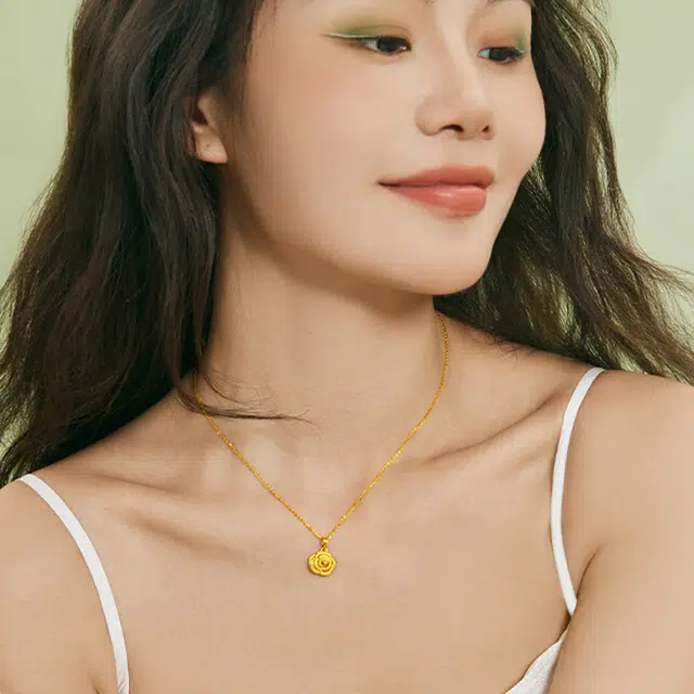 老庙 精致简约玫瑰花金首饰小众闺蜜节日礼盒款 足金 按克计价 吊坠 女款