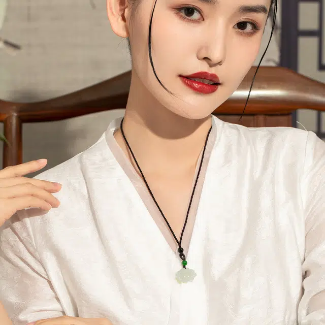 老庙 和田玉吊坠一生爱你玫瑰花 项链 女款