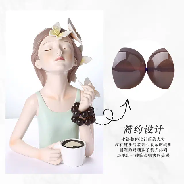 老庙 时尚烟灰色串珠手链 新中式复古风格典雅气质简约百搭#好运 玛瑙 手串 女款