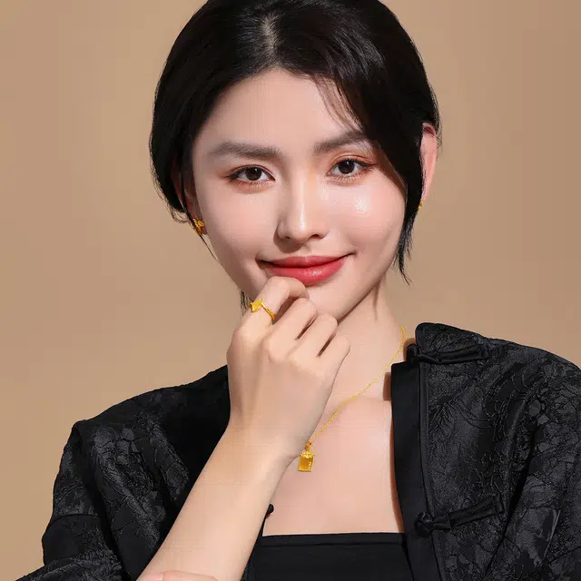 老庙 浪漫银杏叶三生有幸 婚嫁订婚唯美 足金 按克计价 黄金戒指 女款