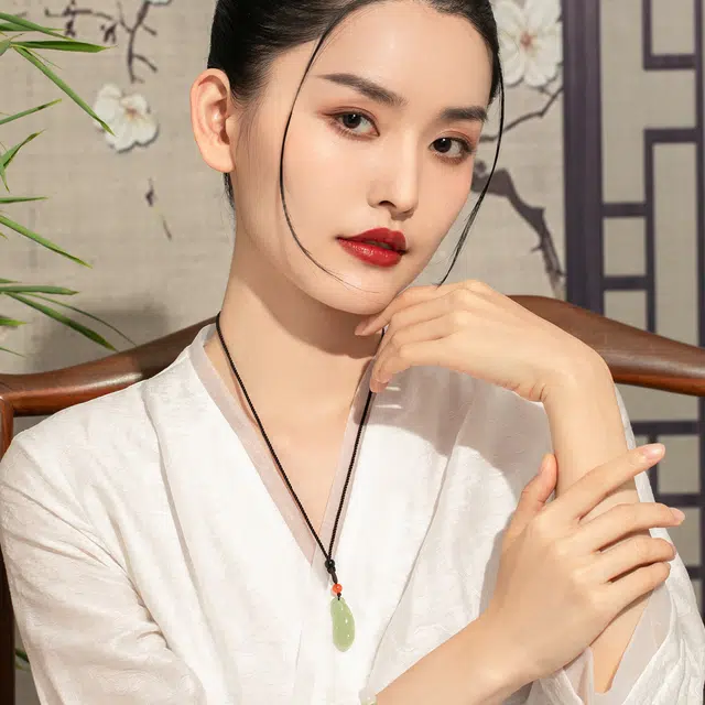 老庙和田玉项链温润精致豆豆角吊坠挂件中性风情侣款