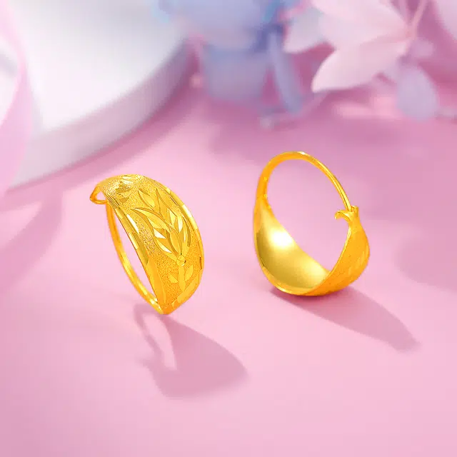 老庙 磨砂花朵小众清新耳饰耳圈 足金 按克计价 耳环 女款