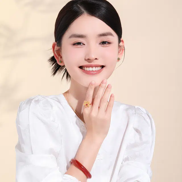 老庙 古法黄金 花丝花朵 轻奢小众可调节 足金 按克计价 黄金戒指 女款