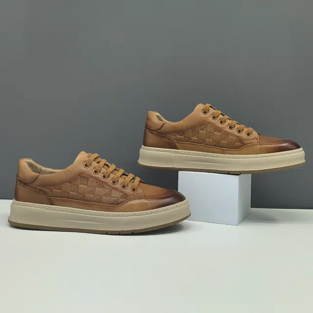 头层牛皮 奢侈真皮潮流百搭一脚蹬懒人鞋 耐磨透气吸汗 低帮 板鞋 男款