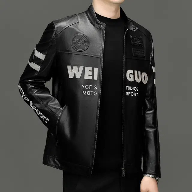 高端真皮材质打造的时尚百搭合身舒适皮衣 男款