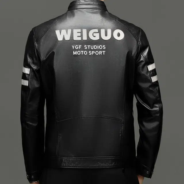 高端真皮材质打造的时尚百搭合身舒适皮衣 男款