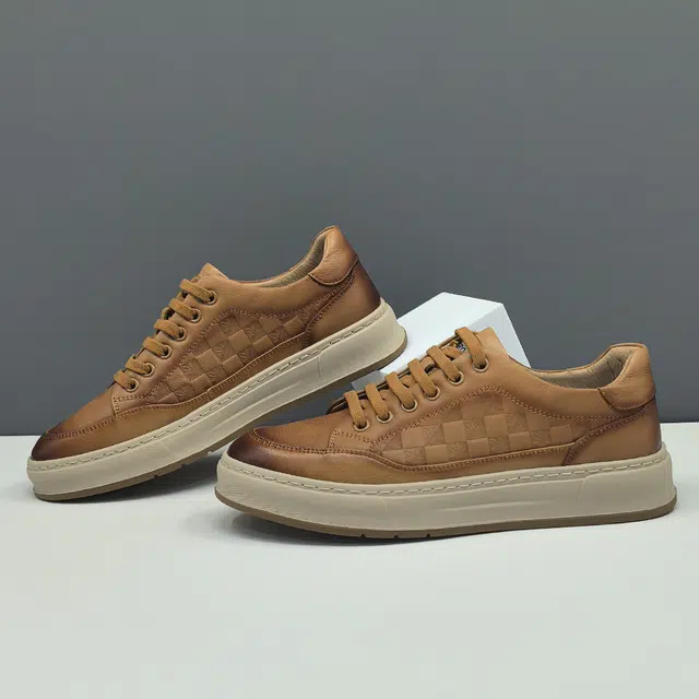 头层牛皮 奢侈真皮潮流百搭一脚蹬懒人鞋 耐磨透气吸汗 低帮 板鞋 男款