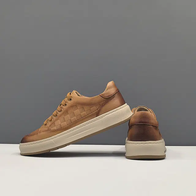 头层牛皮 奢侈真皮潮流百搭一脚蹬懒人鞋 耐磨透气吸汗 低帮 板鞋 男款