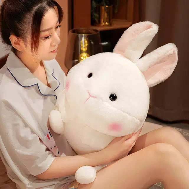 爱冰清 可爱球球兔 软萌白色兔子 玩偶 毛绒公仔