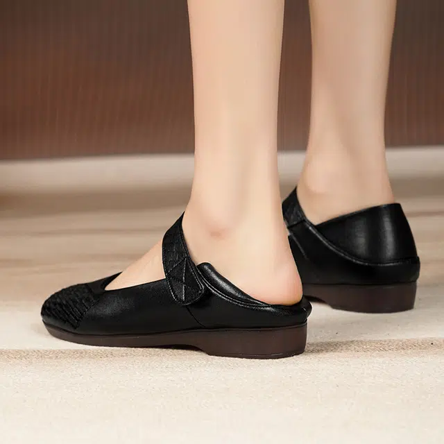 阿比让 头层牛皮 妈妈款时尚百搭轻便透气柔软耐折 粗跟 玛丽珍鞋 女