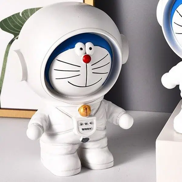 姝娈 创意蓝胖子宇航员存钱罐装饰品学生朋友生日送礼桌面装饰树脂工艺品 摆件