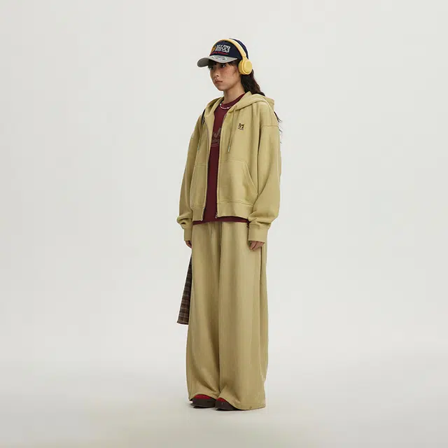 江南先生 美式复古仿麂皮绒长短款开衫秋季刺绣卫衣 男女同款