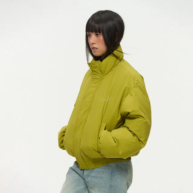 江南先生 摇粒绒保暖防风围巾设计感撞色反光星星印花宽松休闲棉衣棉服 男女同款