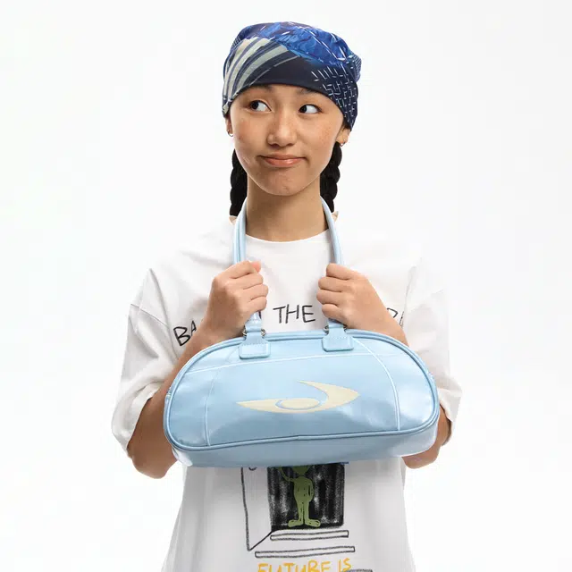 江南先生 银翼系列美式复古立体绣花棒球包休闲 聚氨酯革 单肩包 男女同款情侣款 蓝色/黑色/银色