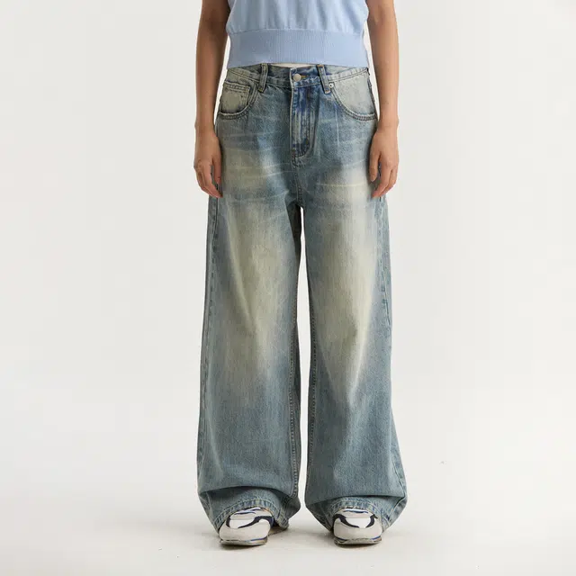 江南先生 城市接力赛 美式复古做旧水洗斜纹秋季百搭直筒休闲长裤裤牛仔裤 男女同款