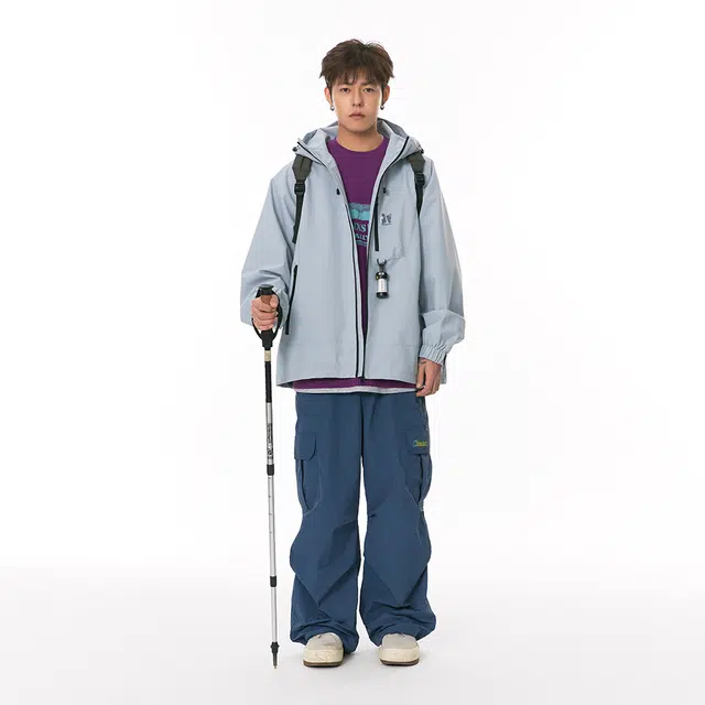 江南先生 美式三防连帽冲锋衣春秋潮牌防风防水情侣装外套夹克 男女同款