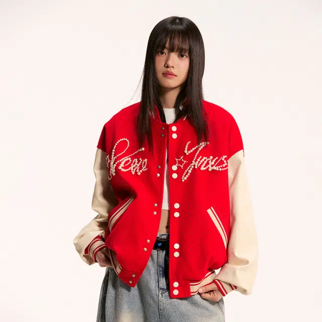 江南先生 流浪者之歌 重工钉珠图案撞色棒球服秋时尚宽松百搭校园户外休闲外套夹克 男女同款