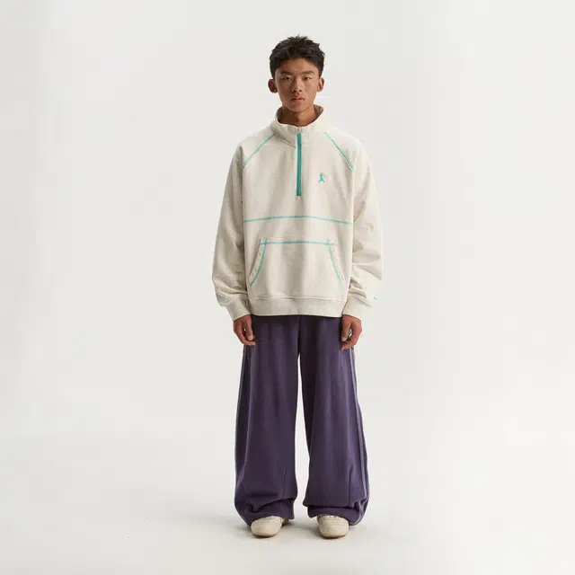 江南先生 城市接力赛 恒温暖皮撞色哈苏线拼接设计感口袋立领长袖上衣秋情侣卫衣 男女同款