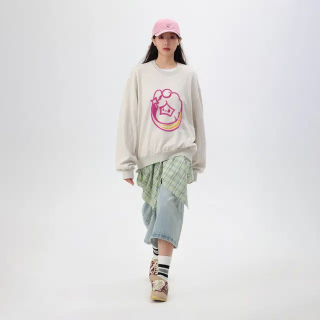 江南先生 卡通日系圆领长袖秋冬内搭外穿休闲宽松卫衣 男女同款