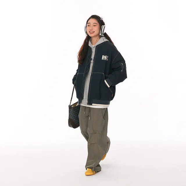 江南先生 美式复古飞行员工装棉服 男女同款
