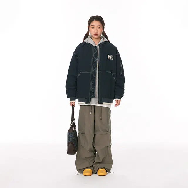 江南先生 美式复古飞行员工装棉服 男女同款