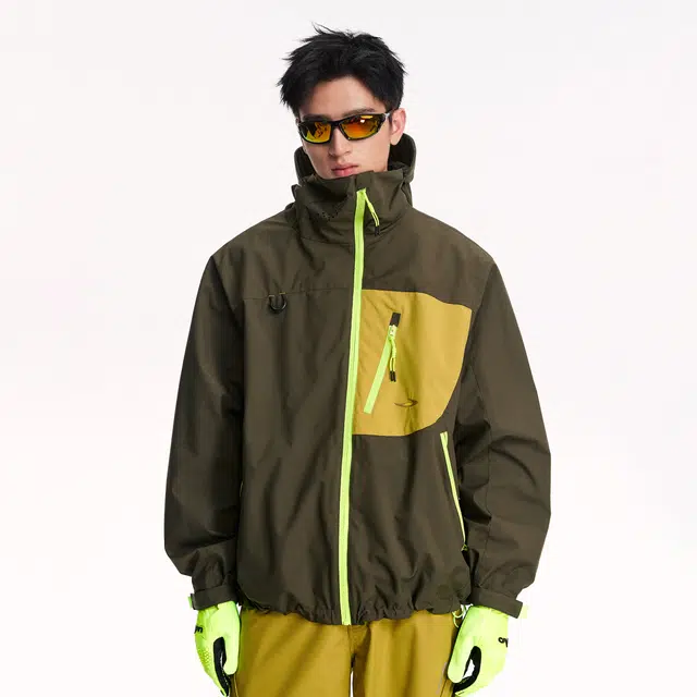 江南先生 山系户外斜门襟撞色立体绣花三防衣秋徒步登山休闲宽松外套夹克 男女同款