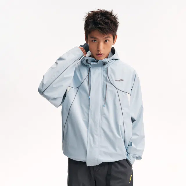 江南先生 大小孩乐园 户外运动三防宽松防风拼接设计感百搭秋季休闲连帽外套夹克 男女同款