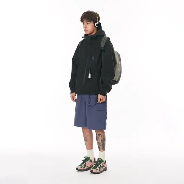 江南先生 美式三防连帽冲锋衣春秋潮牌防风防水情侣装外套夹克 男女同款